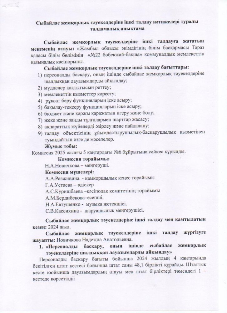 ішкі талдау нәтижесі