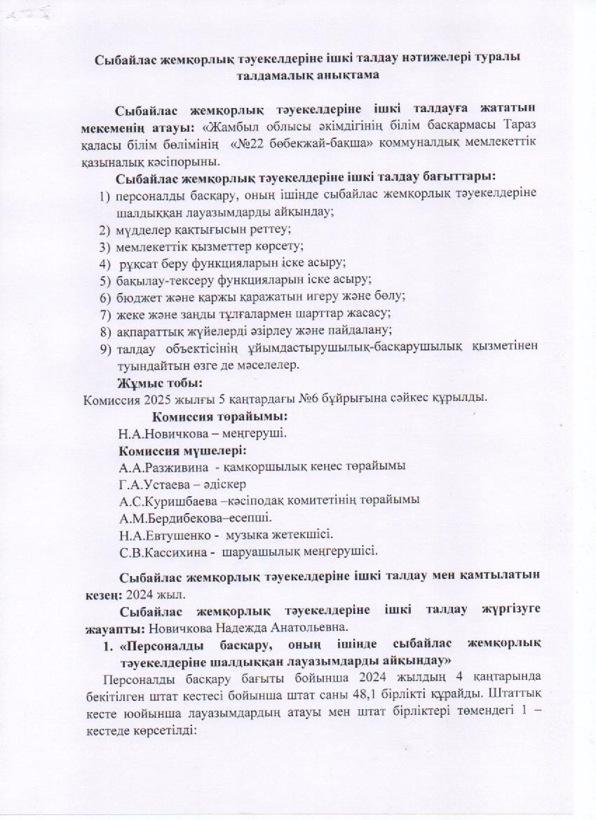 ішкі талдау нәтижесі